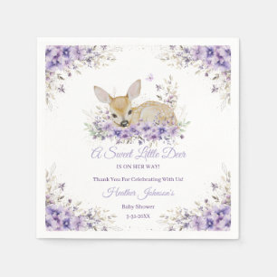 Serviette En Papier Douce Lavande Fleurs Violettes Cerf Baby Shower