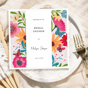 Serviette En Papier Douce Mariage Fleurie Colorée et Lumineuse