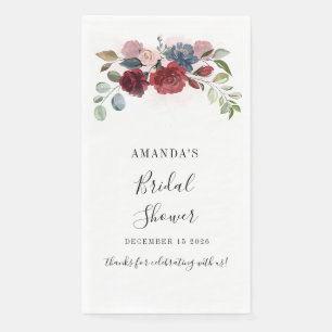 Serviette En Papier Douce Mariée Burgundy Fleurs Personnalisées