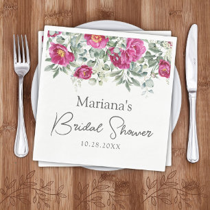Serviette En Papier Douce Mariée Fleurs Vertes Roses