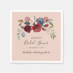 Serviette En Papier Douce Nuit Rustique Bourgogne Floral Personnalisé