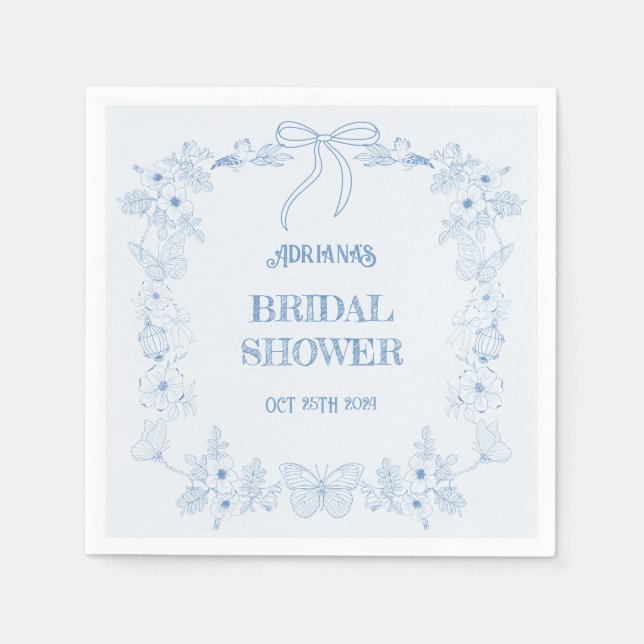 Serviette En Papier Douce Nuit Toile Florale Mariage  (Devant)