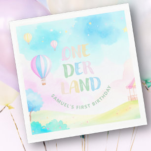Serviette En Papier Douce onederland aquarelle pastel 1er Anniversaire
