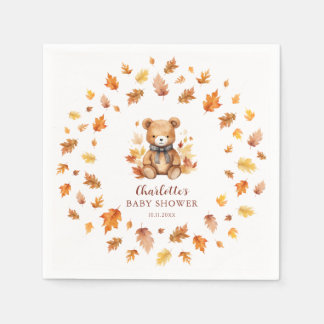 Serviette En Papier Douce Ourson d'Automne Baby Shower