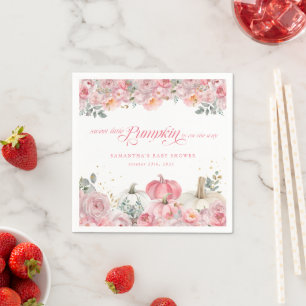 Serviette En Papier Douce petite citrouille rose florale bébé automne