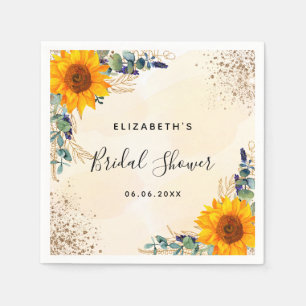 Serviette En Papier Douce pluie de mariage tournesols eucalyptus verdu