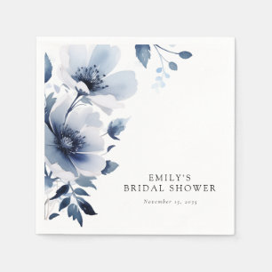 Serviette En Papier Douce Soirée de Mariage Fleurie Bleu Marine