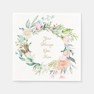 Serviette En Papier Douces Roses d'Été Script Doré