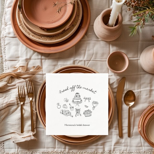 Serviette En Papier Douceur faite à la main pour une Mariée Fraîche éc (fresh off the market bridal shower napkin)