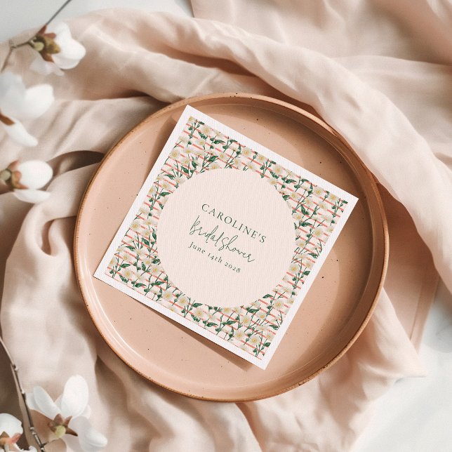 Serviette En Papier Douceur Rétro Fleurs Vert Mariage Sur Mesure (Créateur téléchargé)