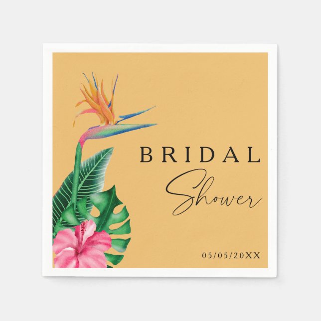 Serviette En Papier Douche à nuptiale florale tropicale (Devant)
