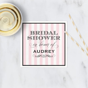 Serviette En Papier Douche de Mariage Rose Pâle à Rayures Parisiennes 