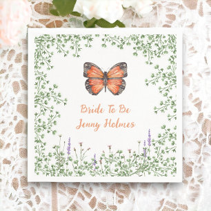 Serviette En Papier Douche de Mariée Fleur de Sauvage Papillon Orange