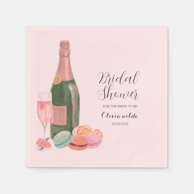 Serviette En Papier Douche de mariée rose rétro (Devant)