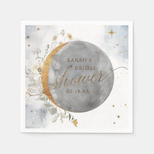 Serviette En Papier Douche Élégante Lune et Étoiles Célestes