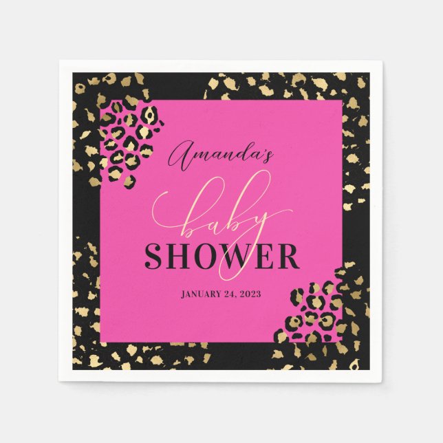 Serviette En Papier Douche Empreinte de léopard rose (Devant)