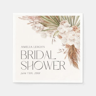Serviette En Papier Douche florale et à plumes bohème