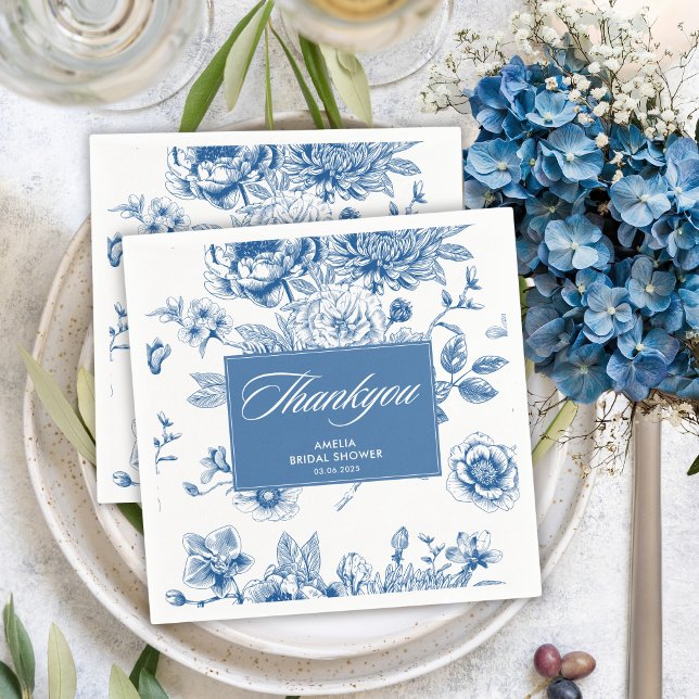Serviette En Papier Douche nuptiale bleue (Créateur téléchargé)