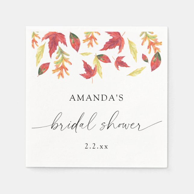 Serviette En Papier Douche nuptiale feuille en chute (Devant)