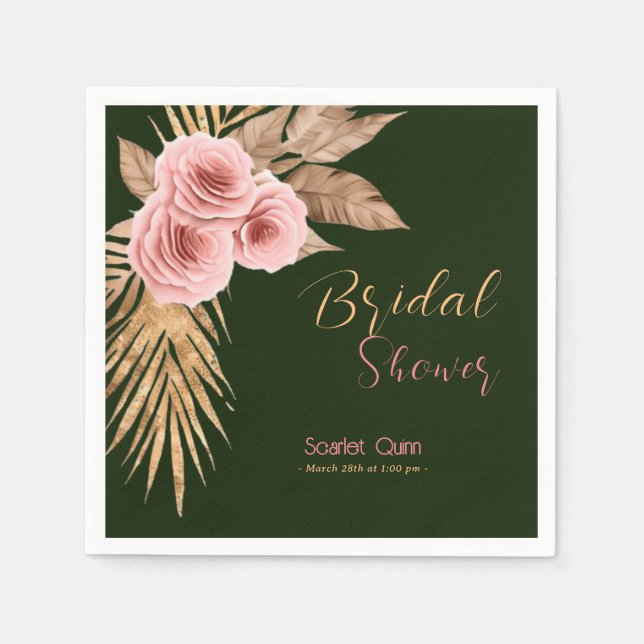 Serviette En Papier Douche nuptiale moderne boho rose rousse rose bouf (Devant)