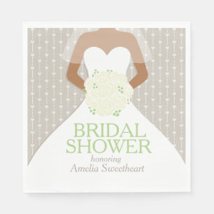 Serviette En Papier Douche nuptiale robe blanche mariage roses blanche