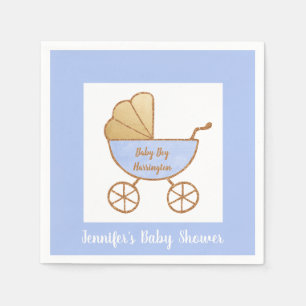 Serviette En Papier Douche pour bébés Retro Pastel Blue Carriage Bab