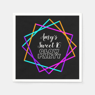 Serviette En Papier Doux 16 Neon Lumineuse Dans Les Bars Sombres Anniv