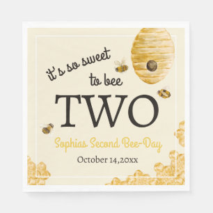 Serviette En Papier Doux d'être deux deuxième anniversaire abeilles mi