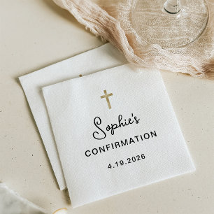 Serviette En Papier Doux et simple Confirmation Gold Cross