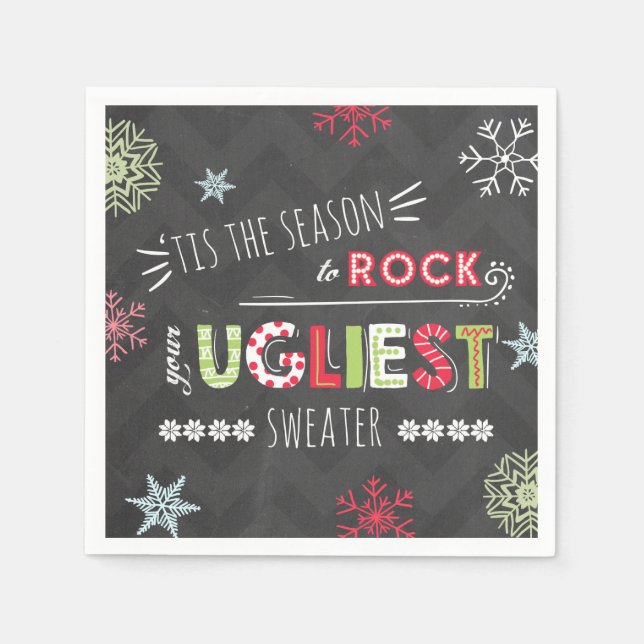 Serviette En Papier Doux moche Partie Napkin La saison Chalkboard (Devant)
