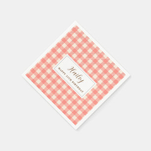 Serviette En Papier Doux rose orange en vichy papier Napkin