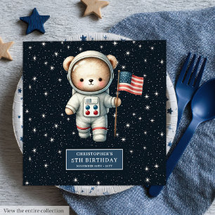 Serviette En Papier Doux Teddy Bear Astronaut Napkins Birthday Boy