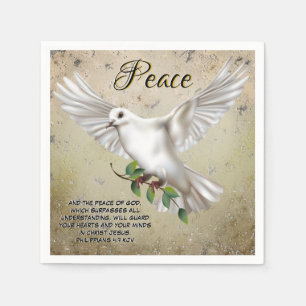 Serviette En Papier Dove de la paix Scripture personnalisée Verse