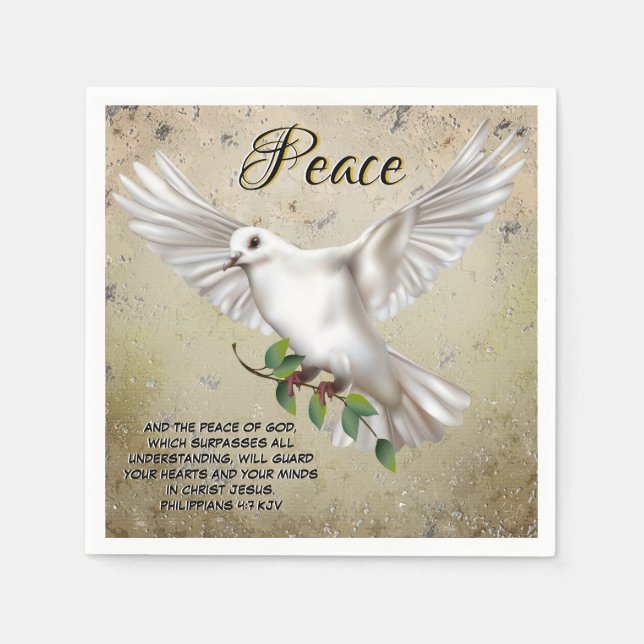 Serviette En Papier Dove de la paix Scripture personnalisée Verse (Devant)