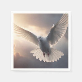 Serviette En Papier Dove volante et ciel nuageux ensoleillé