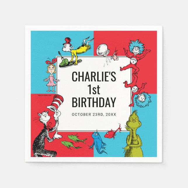 Serviette En Papier Dr. Seuss - Caractères | ANNIVERSAIRE DE ENFANT (Devant)