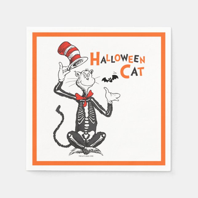 Serviette En Papier Dr Seuss | Chat d'Halloween en Casquette (Devant)