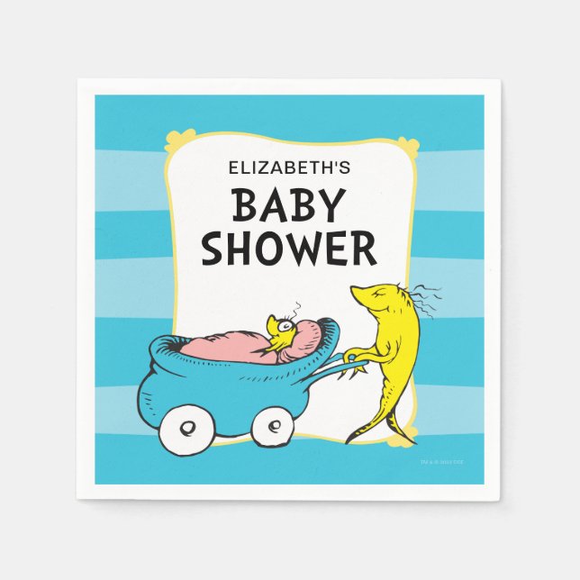 Serviette En Papier Dr Seuss | Un poisson - Baby shower garçon (Devant)