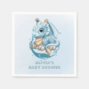 Serviette En Papier Dragon Aquamarine Astroid Baby shower garçon