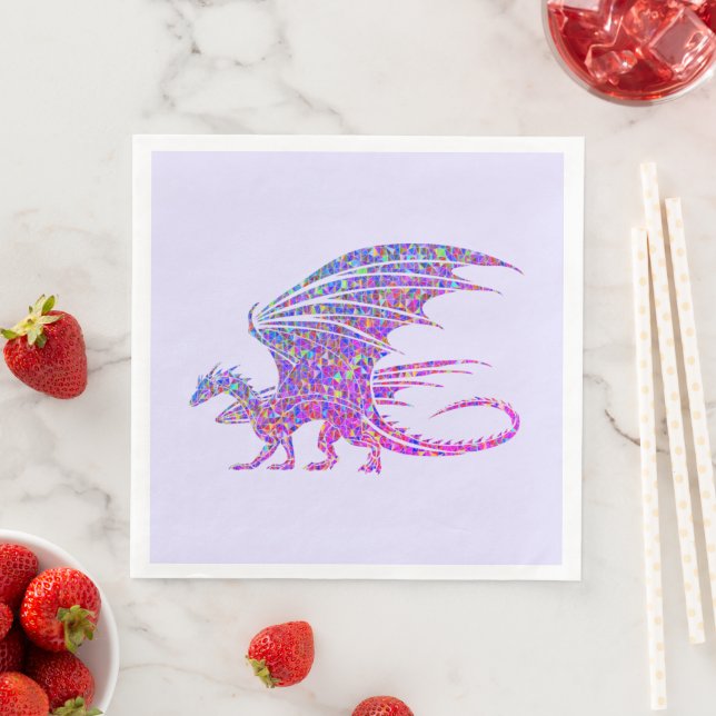 Serviette En Papier Dragon de mosaïque Extraordinaire violet (En situation)