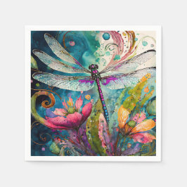 Serviette En Papier Dragon d'encre et d'aquarelle de stylet