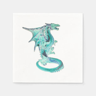 Serviette En Papier Dragon Fantastique Bleu Ciel Épique Mythique Fête 
