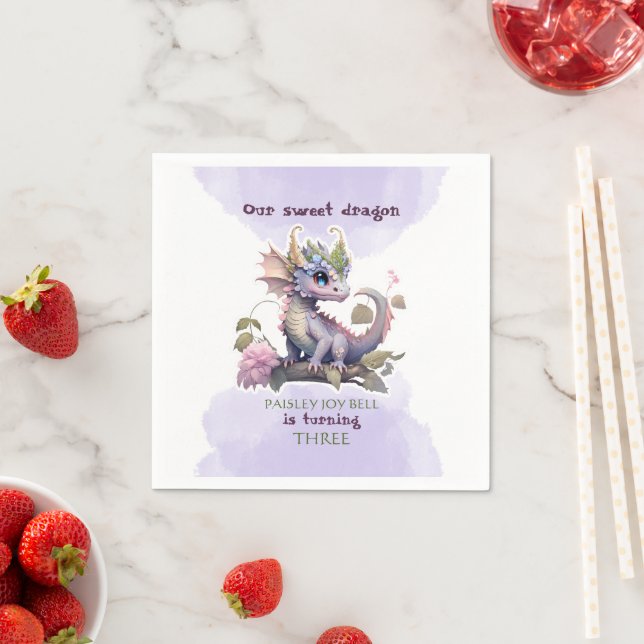 Serviette En Papier Dragon fille de trois ans (En situation)