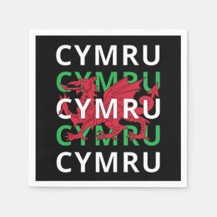 Serviette En Papier Dragon gallois rouge Cymru Texte répétitif Racines