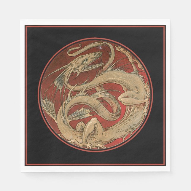 Serviette En Papier Dragon Lore - Art Nouveau (Devant)