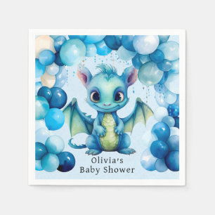 Serviette En Papier Dragon mignon avec Ballons Bleus Baby shower garço