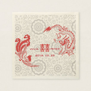 Serviette En Papier Dragon-Phoenix moderne Mariage chinois personnalis