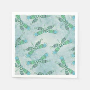 Serviette En Papier Dragonflies Boho en bleu