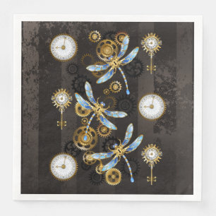 Serviette En Papier Dragonflies de Steampunk sur arrière - plan rayé