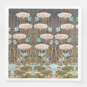 Serviette En Papier Dragonflies Water Lilies Marais Art Nouveau